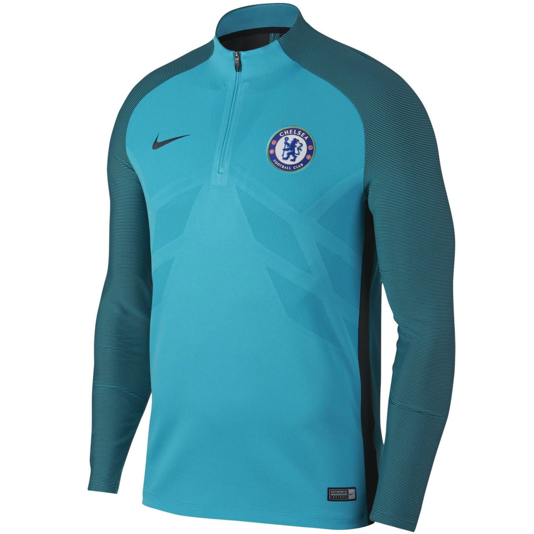 Chelsea Vaporknit UCL training top in teal with a zip collar and club logo for soccer training.