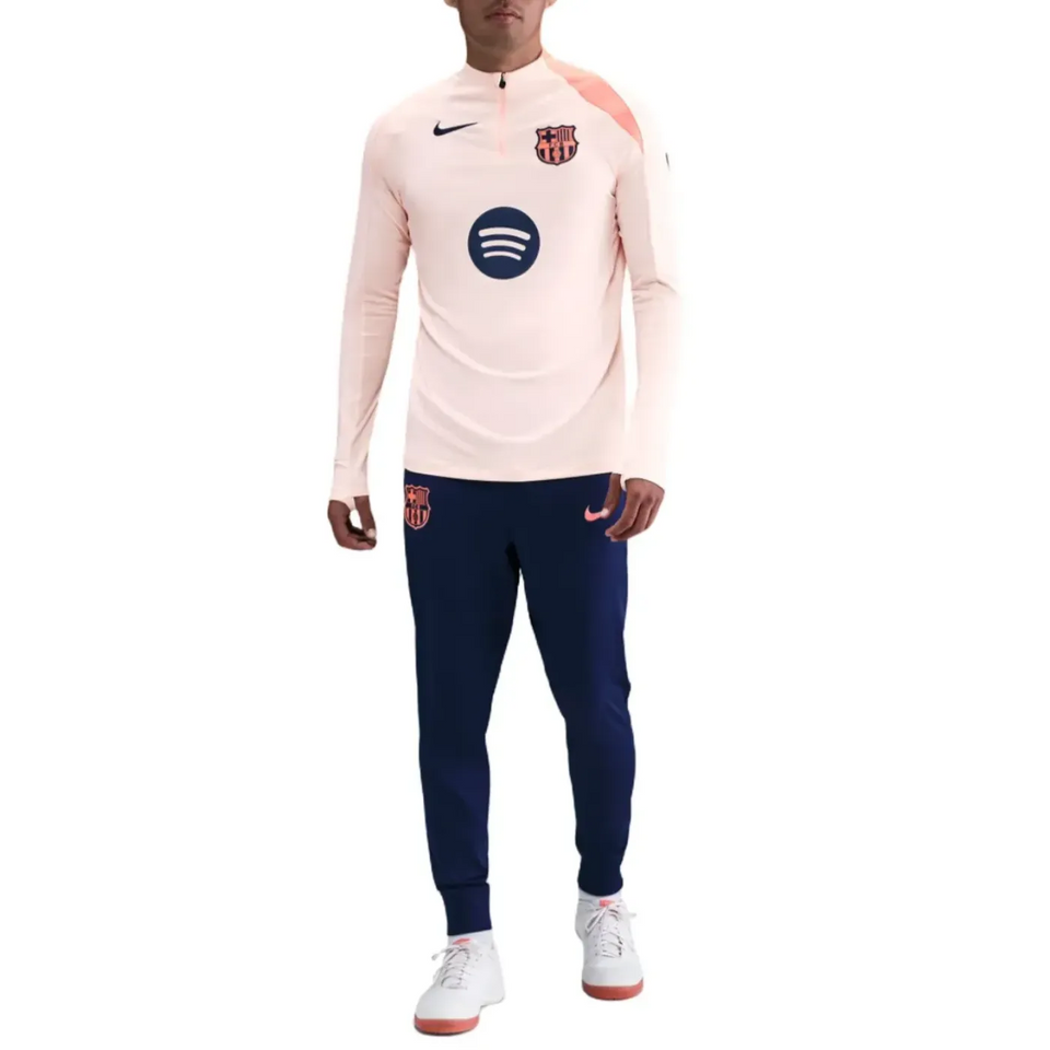 FC Barcelona Total 90 training tracksuit 2025 featuring a light pink top and navy bottoms for ultimate comfort