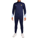 France soccer tracksuit 2024 on SoccerTracksuits.com in navy blue with full zip jacket and matching pants