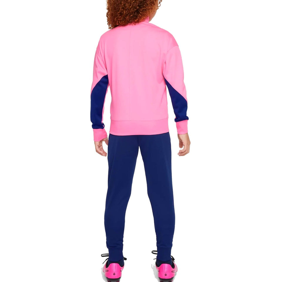 Back view of kids Atletico Madrid tracksuit 2024 in pink and navy blue on SoccerTracksuits.com