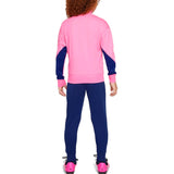 Back view of kids Atletico Madrid tracksuit 2024 in pink and navy blue on SoccerTracksuits.com