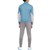 Back view of kids Atletico Madrid tracksuit with blue jacket and gray pants for Soccer Tracksuits