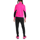 Back view of kids Chelsea FC training tracksuit featuring bright pink and black jacket with black pants