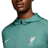 Green Liverpool FC presentation tracksuit 2024 25 top with hood and full zipper from SoccerTracksuits.com