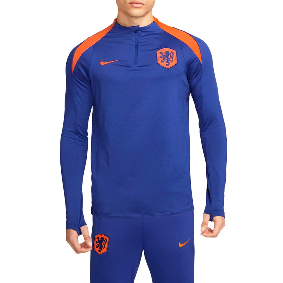 Men's Nike Netherlands training tracksuit in blue with orange accents and team crest on top and pants