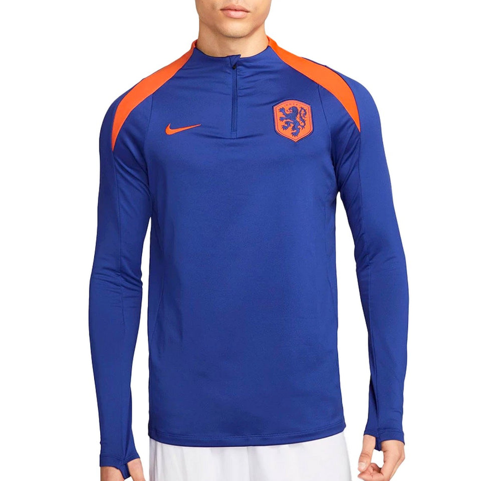 Nike Netherlands training tracksuit top in blue with orange accents and zipper collar on SoccerTracksuits.com