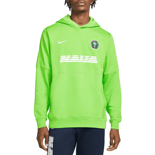 Bright green Nigeria football hoodie set with team logo and Nike swoosh on front