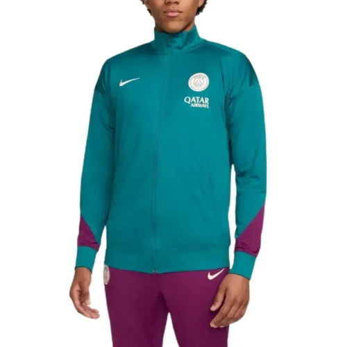 Official PSG Nike tracksuit 2024 in teal and purple with full zip and Qatar Airways logo