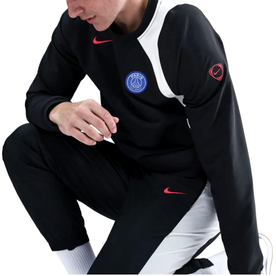 PSG Total 90 soccer tracksuit in black and white with Nike logo and comfortable fit for practice