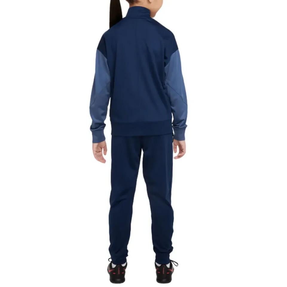 Back view of Nike PSG training suit for kids 2025 in navy blue, ideal for young soccer players.
