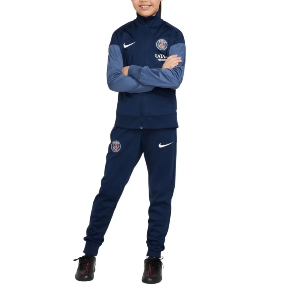 Nike PSG training suit for kids 2025 featuring a navy color with team logo and comfortable fit