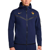 Men's navy Nike tech fleece tracksuit France 2024 jacket with full zip and hood