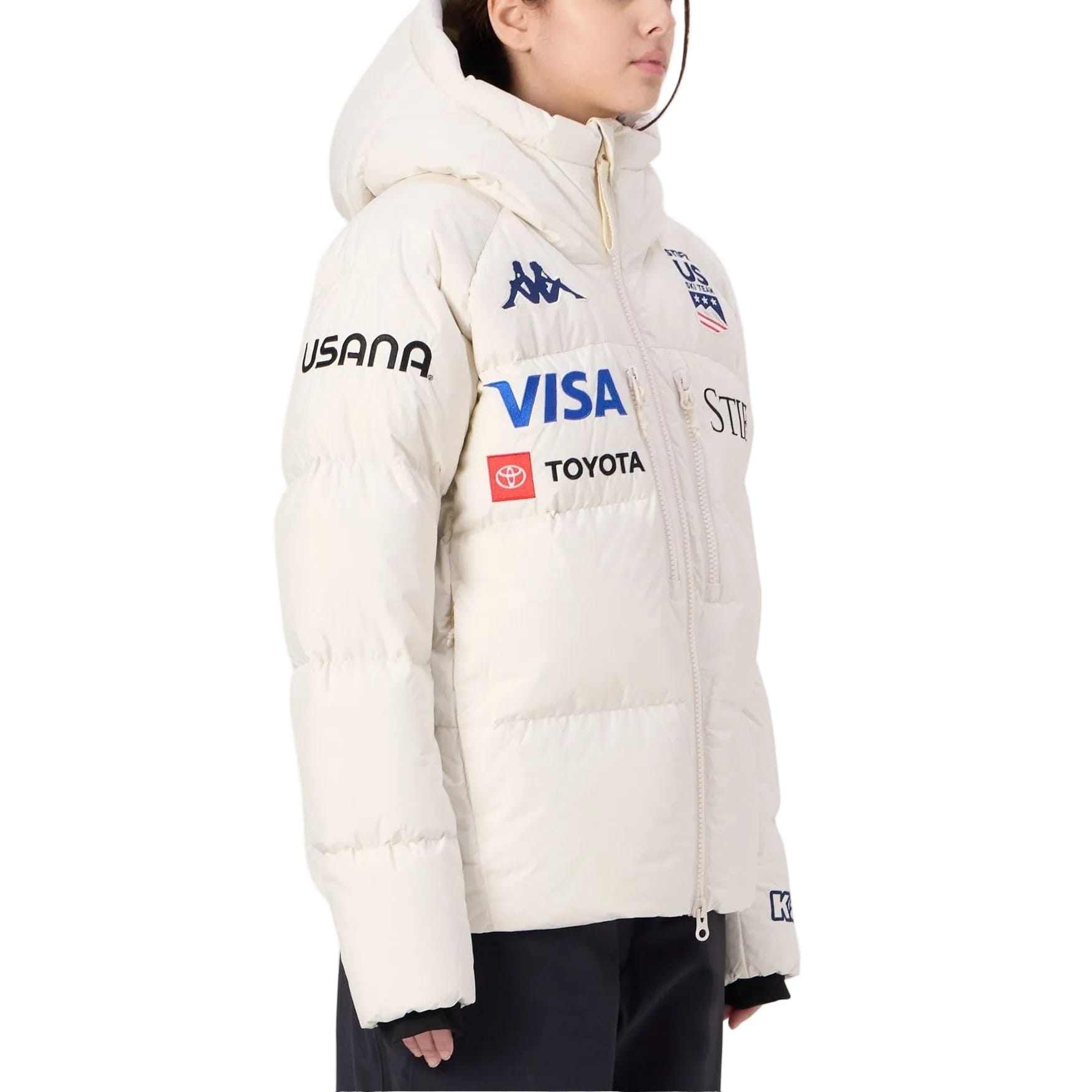 美品ヴィンテージ Olympic USA SKI Team Wear Women's US Ski Team white down Jacket Kappa USA Winter Olympics