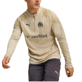 Olympique Marseille gold training tracksuit 2024 featuring a stylish design with zip-up collar and logo
