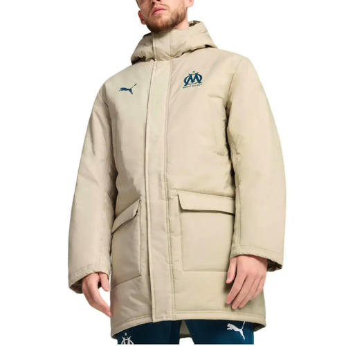 Olympique Marseille Puma winter jacket in beige with logo and spacious pockets for warmth and style