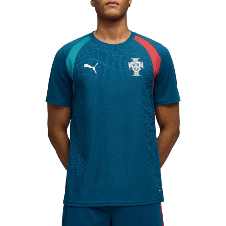 Teal Puma soccer jersey with Portugal crest and red accents