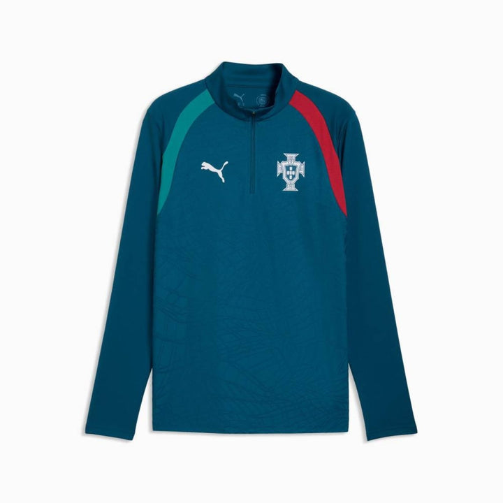 Portugal Training Technical Soccer Tracksuit 2026/27 by Puma in teal with red and green accents for adults