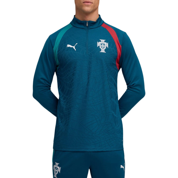 Portugal Training Technical Soccer Tracksuit 2026/27 in teal with red and green accents by Puma for adults
