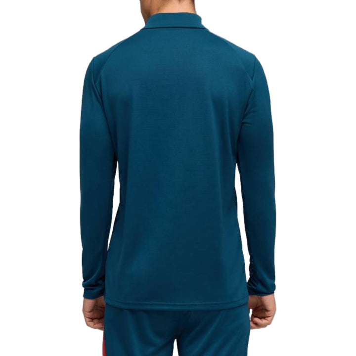 Back view of Portugal Training Technical soccer tracksuit in teal from Soccer Tracksuits, featuring long sleeves and a collar.
