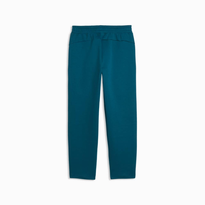 Teal cotton jogger pants with elastic waistband and side pockets