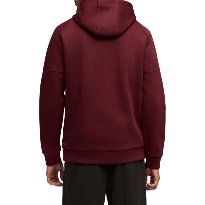 Maroon cotton hoodie with a drawstring hood and long sleeves