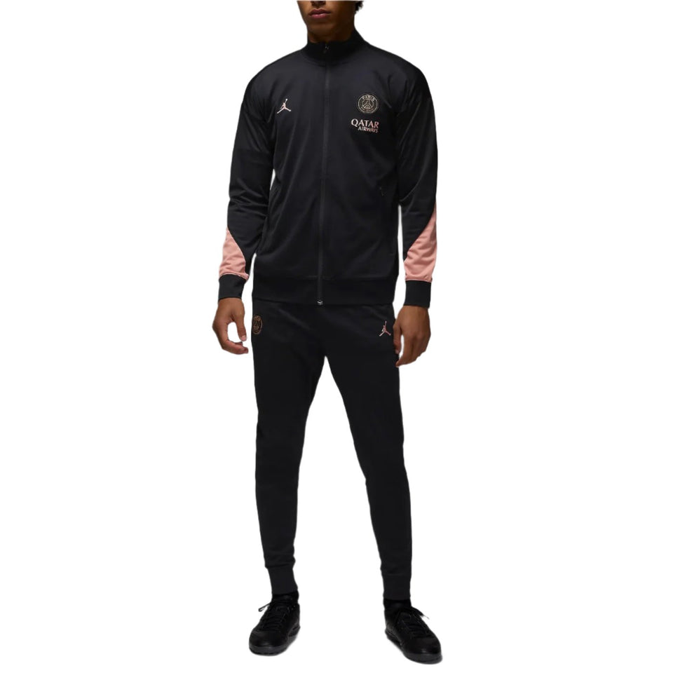 PSG Champions League tracksuit in black with pink accents and full zip jacket