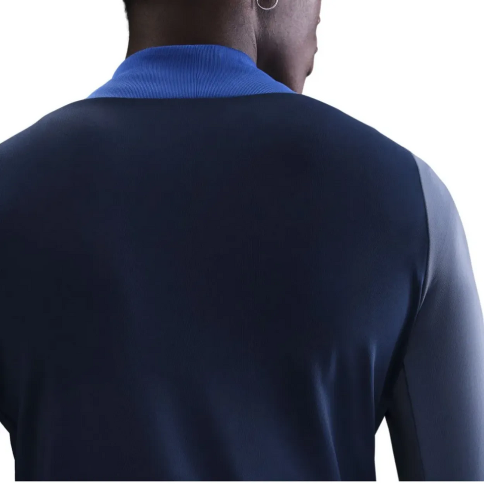 Close-up of the back view of the PSG Nike navy training tracksuit 2025 26 showcasing the collar design
