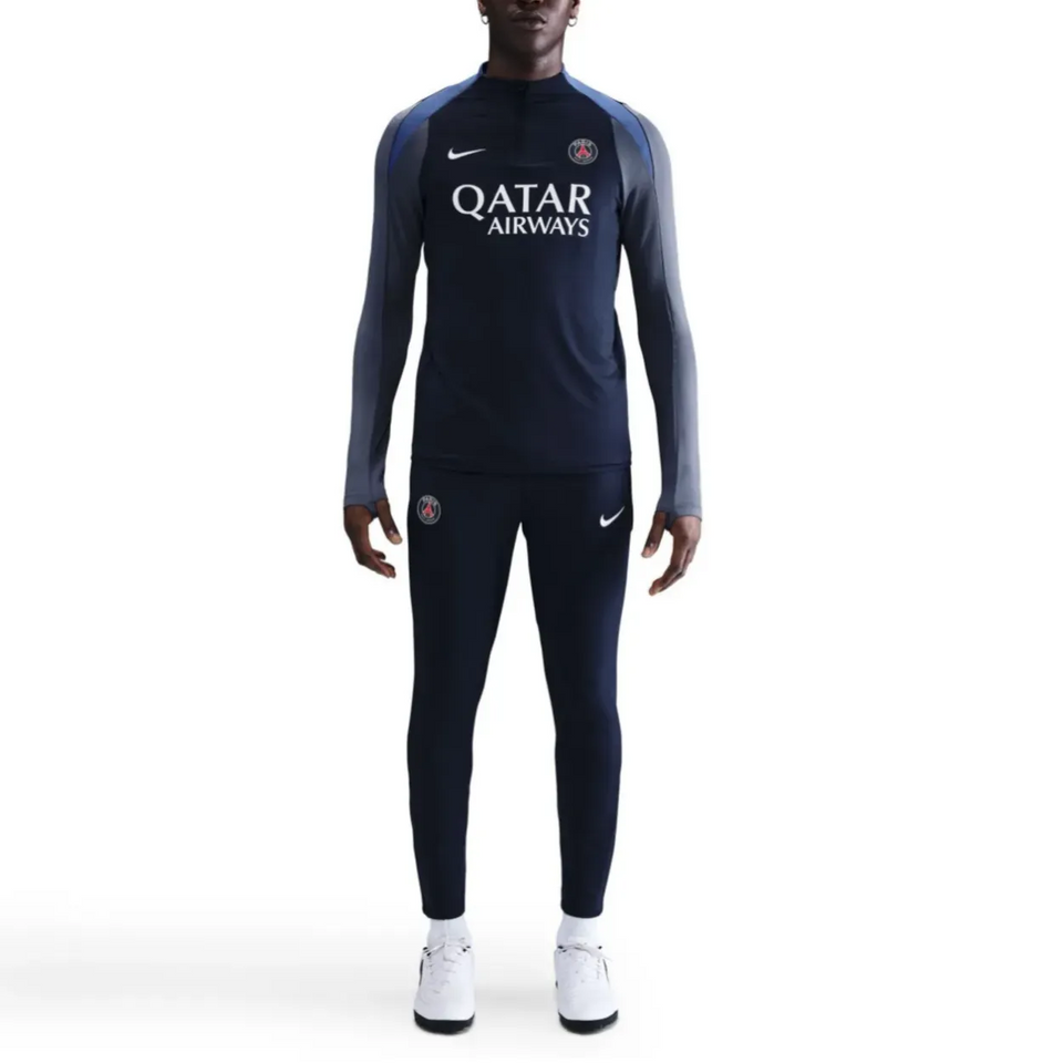 PSG Nike navy training tracksuit 2025 26 featuring Qatar Airways logo and sleek design for athletes