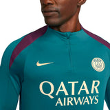 Men's PSG training sweat top 2024 in teal with Qatar Airways logo and Nike branding