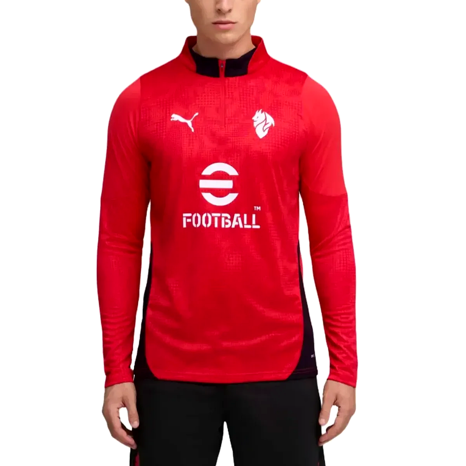 AC Milan 2025 26 technical tracksuit in vibrant red with logo for soccer fans on SoccerTracksuits.com