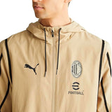 Puma AC Milan gold presentation suit featuring a hooded jacket and logo for soccer fans