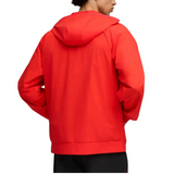 Back view of the Puma AC Milan presentation suit 2025 26 in vibrant red, featuring a hood and sporty design