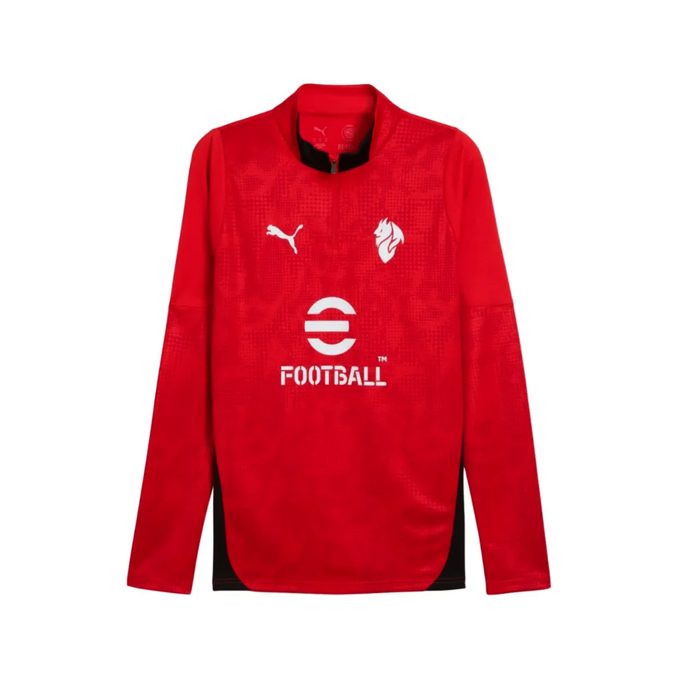 Puma AC Milan soccer sweat top in red with breathable fabric for optimal performance on the field