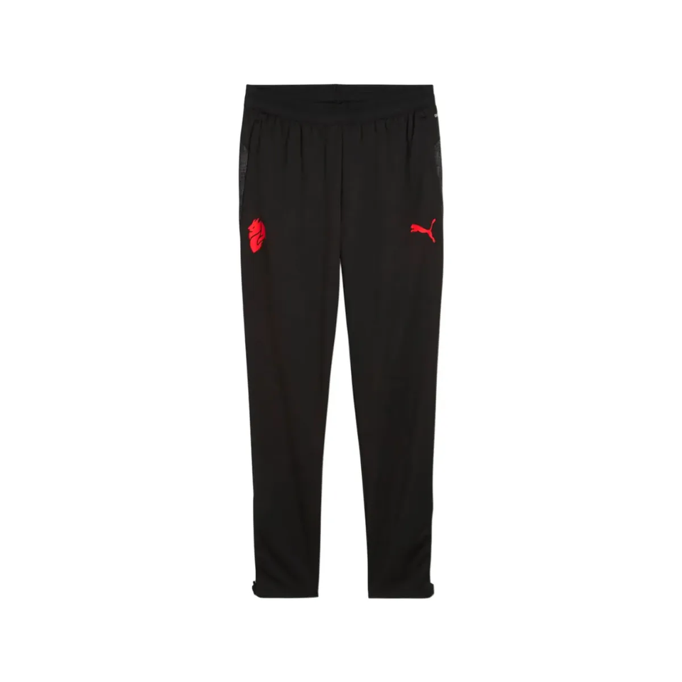Puma AC Milan training tracksuit 2025 26 black pants with red logo and pockets for athletes