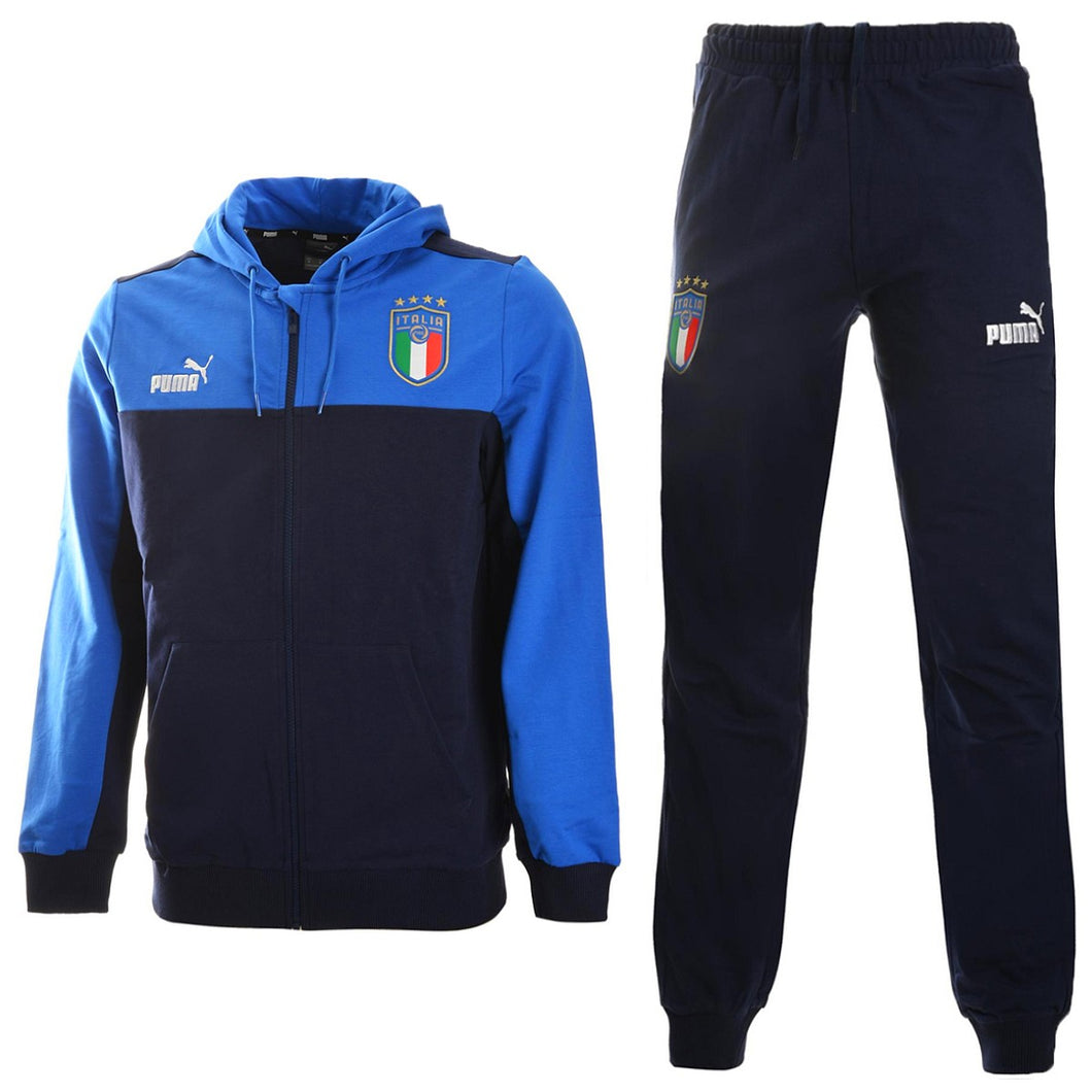 Puma Italy fan cotton tracksuit featuring a blue jacket and navy pants with Italy emblem