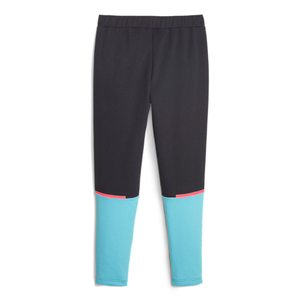 Puma Man City hooded tracksuit black and blue soccer pants with red accents on SoccerTracksuits.com