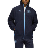 Puma Manchester City presentation tracksuit in navy blue with logo and hood for stylish sportswear