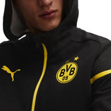 Puma Borussia Dortmund jacket black hooded mens tracksuit top with yellow BVB crest and Puma logo