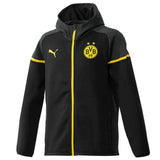 Puma Borussia Dortmund jacket black hooded full zip tracksuit jacket with yellow trim Puma logo and BVB crest