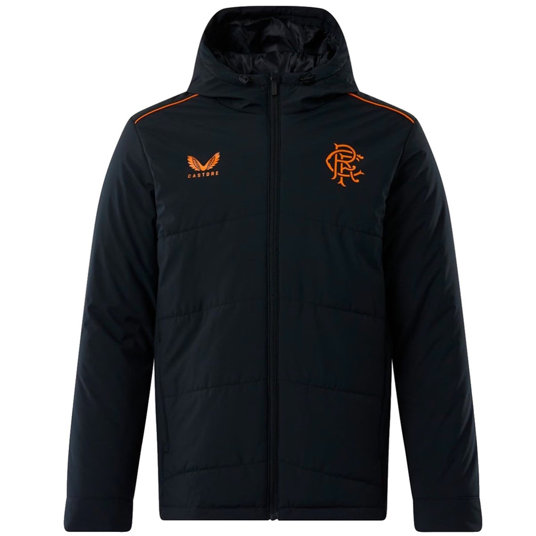 Rangers Glasgow black padded bench jacket 2023 - Castore