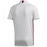 Back view of Real Madrid 2020 21 home jersey showcasing a sleek white design with red accents