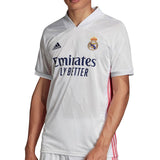 Real Madrid 2020 21 home jersey in white with club logo and Emirates sponsorship