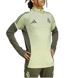 Real Madrid training tracksuit 2025 in light green with adidas branding and zip collar for soccer players