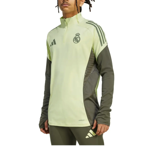 Men's Real Madrid training tracksuit 2025 in light green and gray with comfortable fit for soccer training