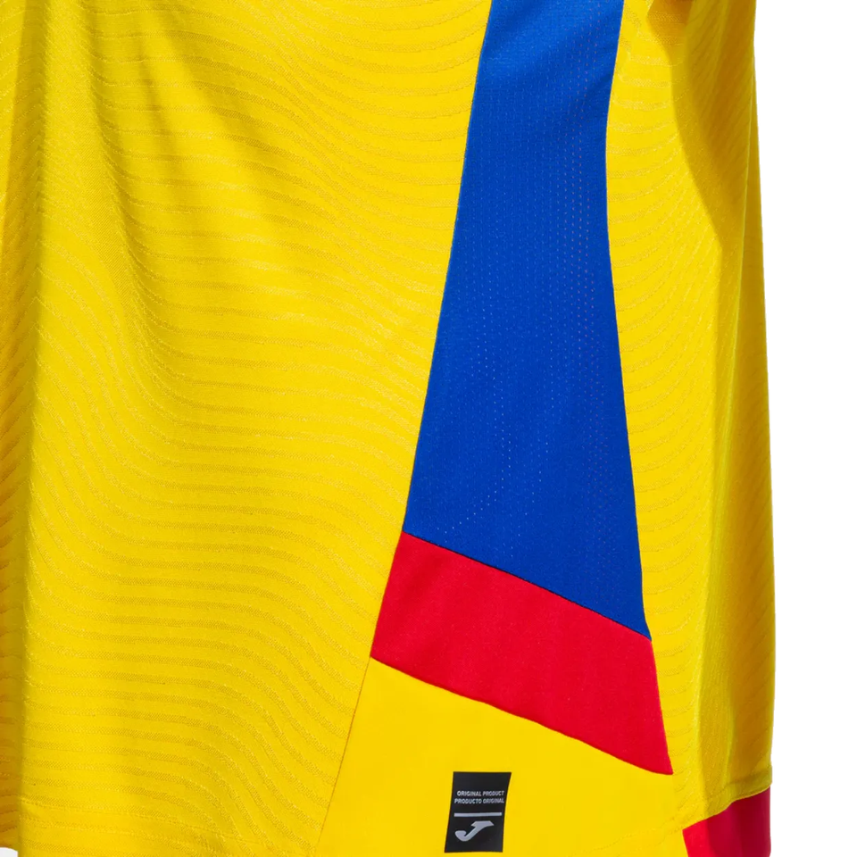 Romania national team jersey Joma in vibrant yellow with blue and red accents for soccer fans