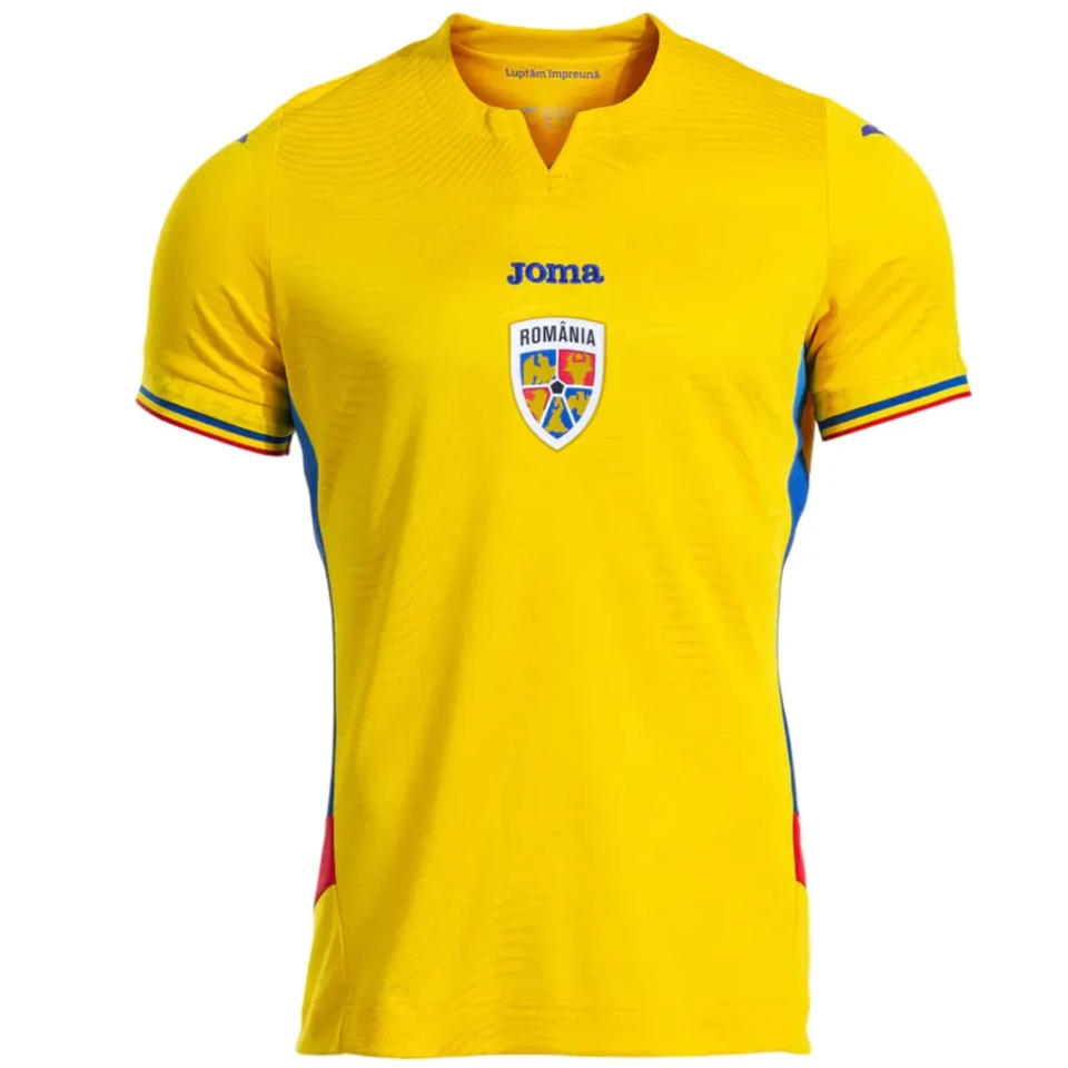 Romania national team jersey Joma in bright yellow with team emblem on the chest