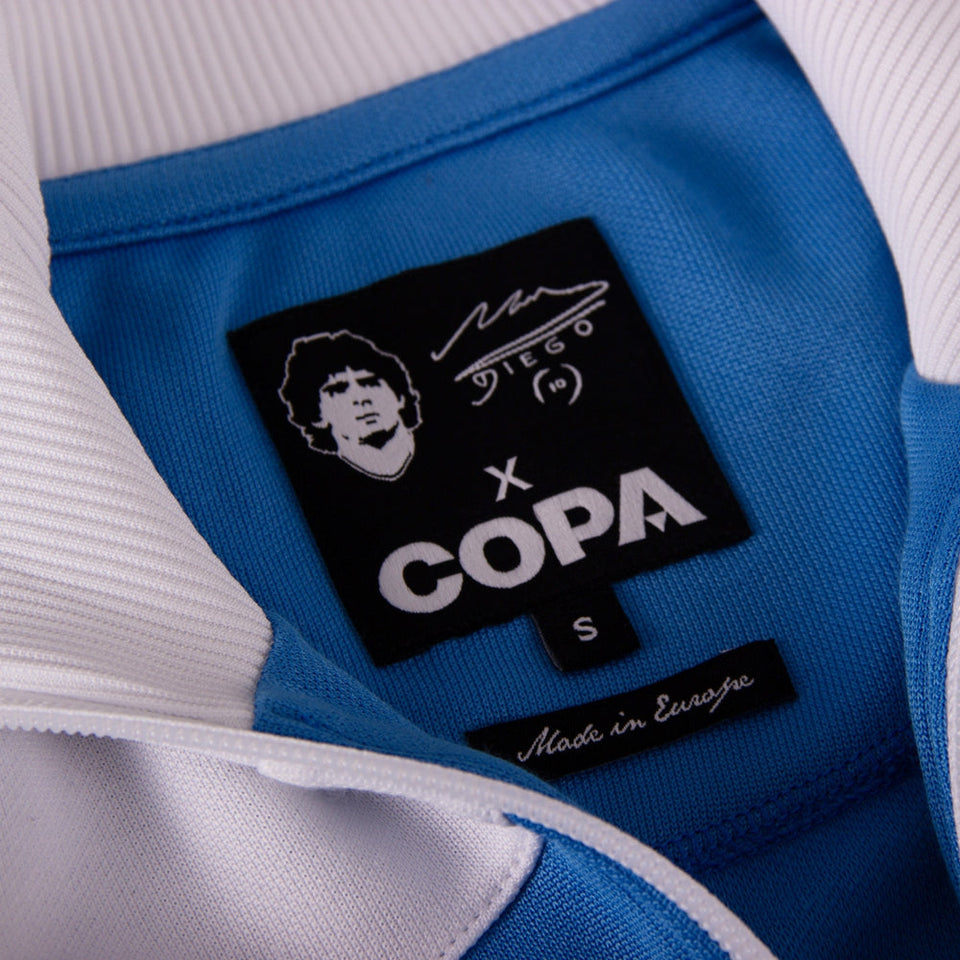 SSC Napoli Maradona 1984 retro jacket - sky blue featuring iconic Diego Maradona branding