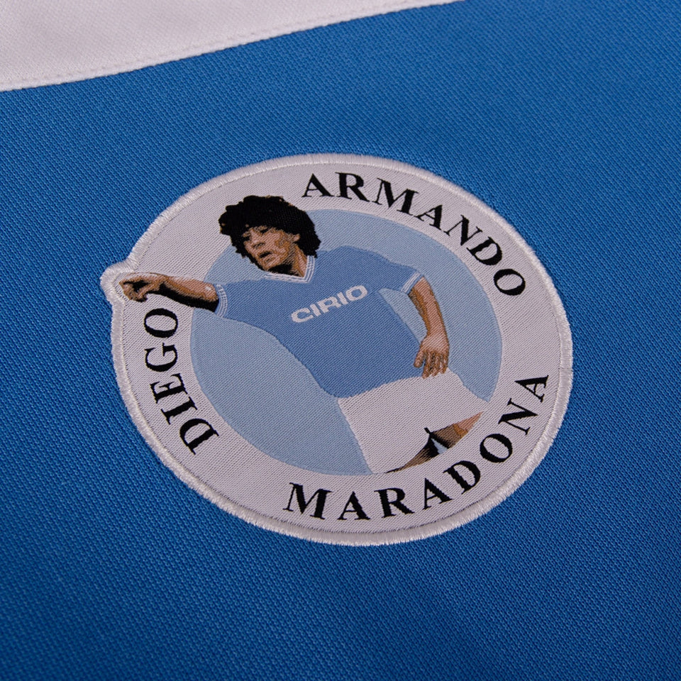 SSC Napoli Maradona 1984 retro jacket - sky blue featuring a vintage patch of Maradona