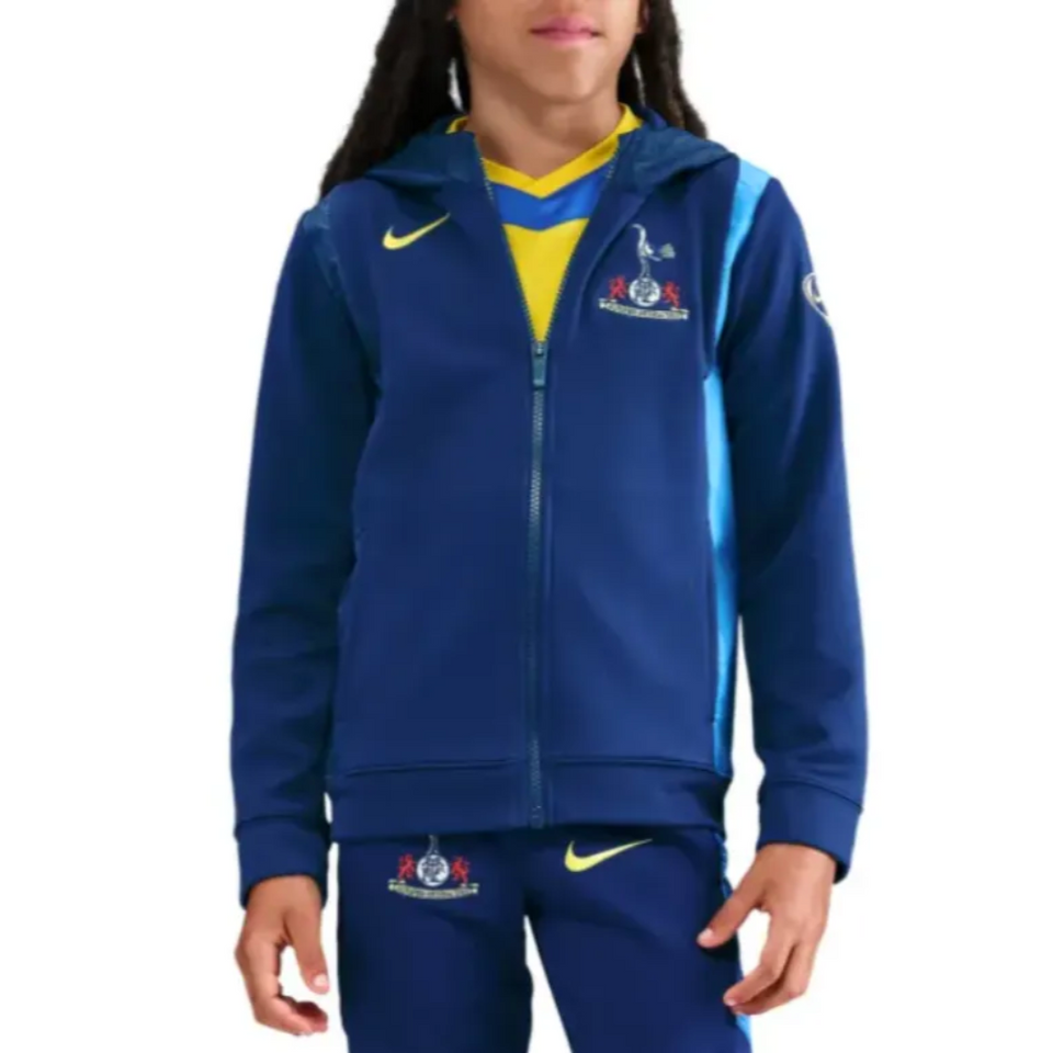 Tottenham Hotspur youth tracksuit 2025 26 in blue with official team logo and zip-up hoodie on SoccerTracksuits.com