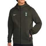 Men's Tottenham Hotspur Nike Tech Fleece tracksuit zip-up hoodie in dark green with team and Nike logos